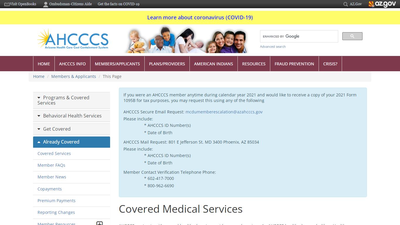 Covered Services - azahcccs.gov